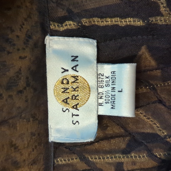 Sandy Starkman sz L Extremely Rare 100% Silk Button Down Sheer Beaded Blouse - Picture 9 of 9